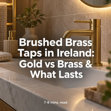 Brushed brass tap in a warm satin gold finish - IrishBath.ie guide to gold versus brass, Irish hard water and which finish lasts