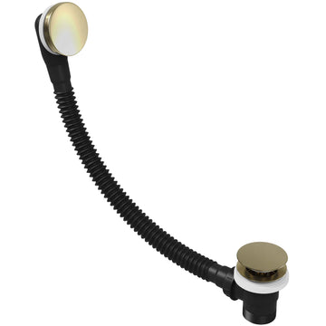 Brushed brass easy-clean click-clack bath waste with overflow by Ellsi at Irishbath.ie