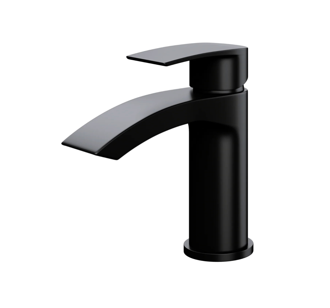 ETAL Ellsi Spear Matt black waterfall basin tap with single lever handle