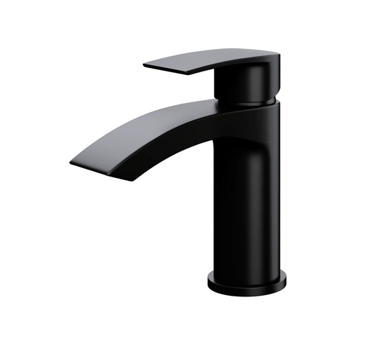 ETAL Ellsi Spear Matt black waterfall basin tap with single lever handle