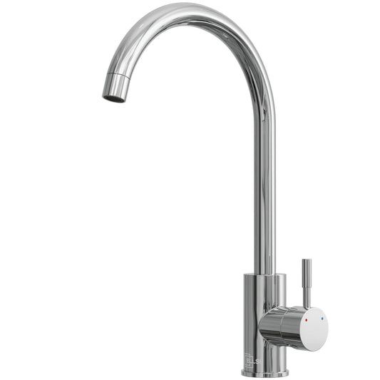 Polished chrome ETAL Ellsi kitchen tap with swivel spout and single lever