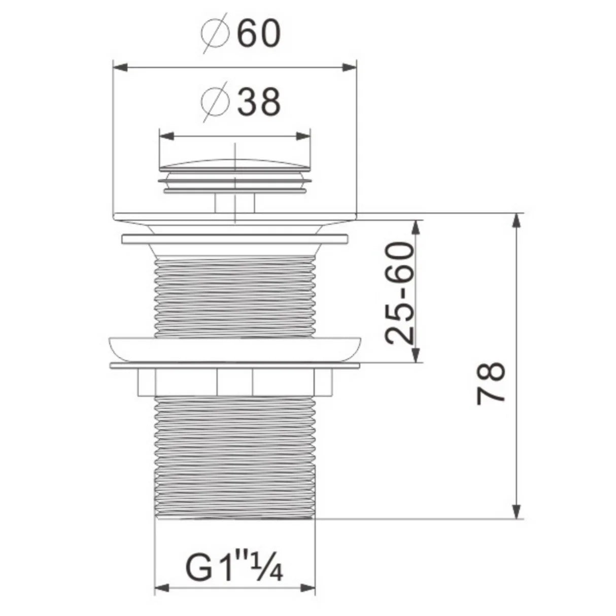 Ellsi (ETAL) Push button basin waste dimensions