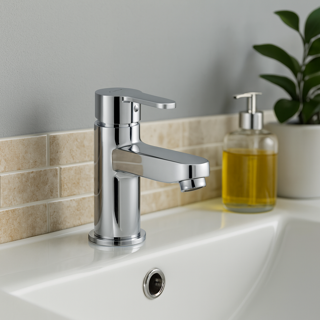 Deva Ethos ETH113 basin mixer tap installed on modern ceramic washbasin at IrishBath.ie
