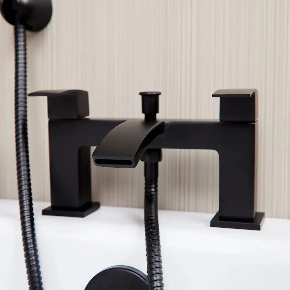 Modern bathroom with waterfall bath mixer tap installed by Ellsi (etal) Kinlin at Irishbath