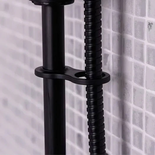 Close-up of a black metal shower hose Ellsi