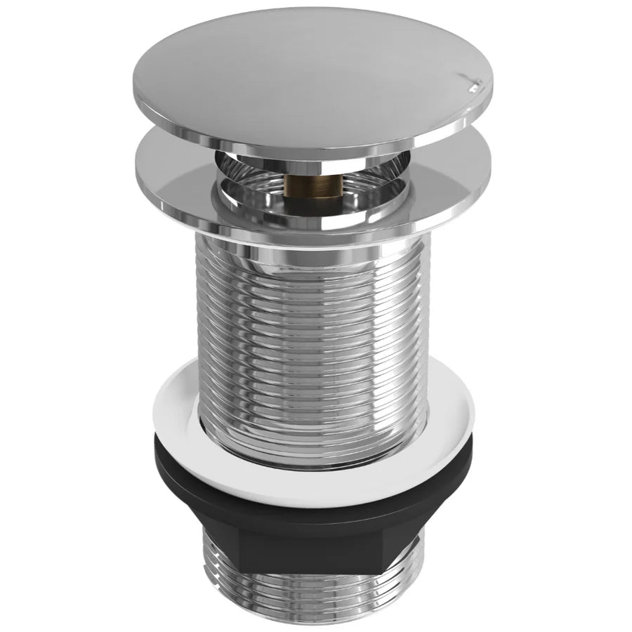 Chrome sink unslotted mushroom push button basin waste 66 mm