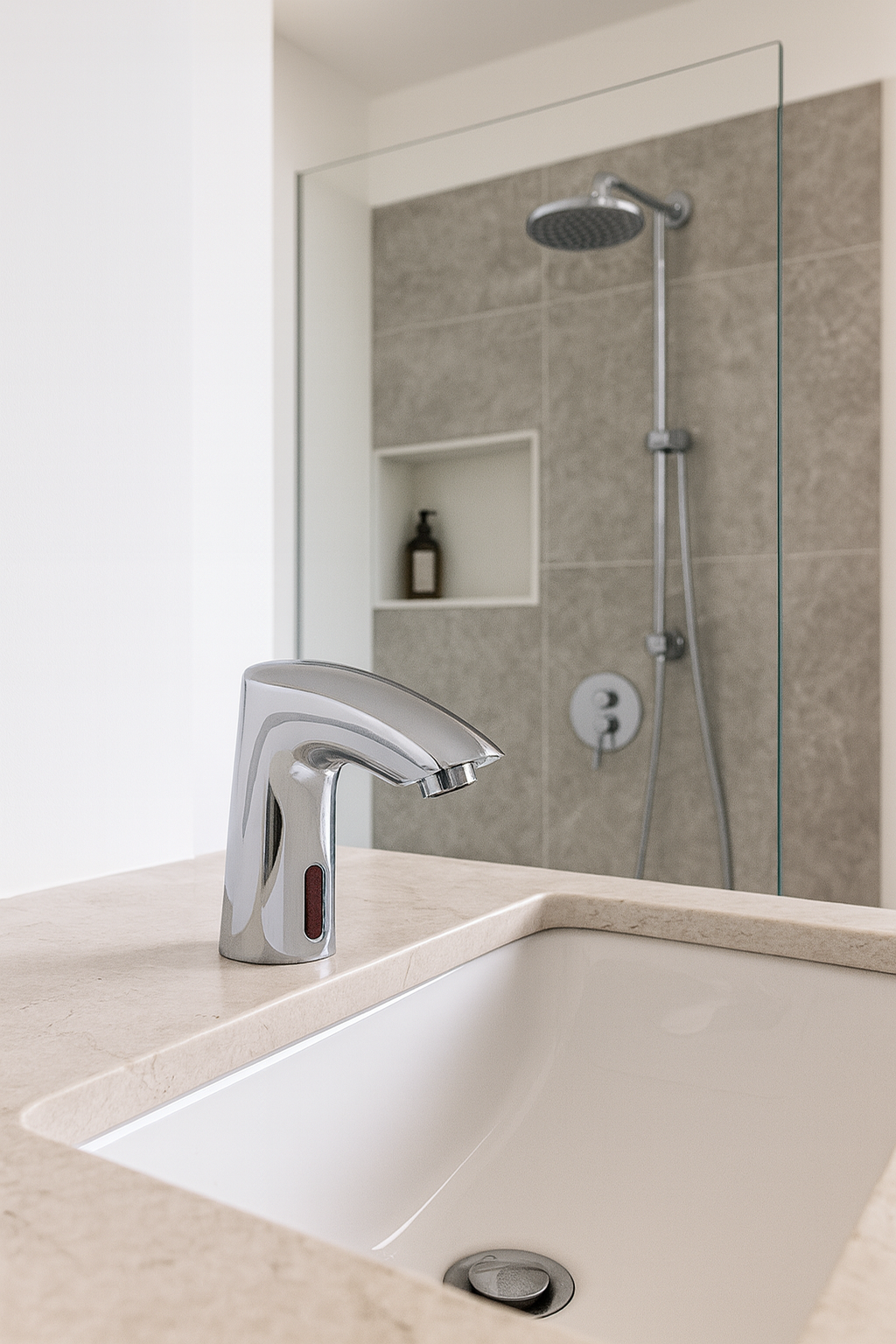 Deva SENSOR1/D chrome deck-mounted bathroom sensor tap for any basin. Installed at IrishBath.IE.