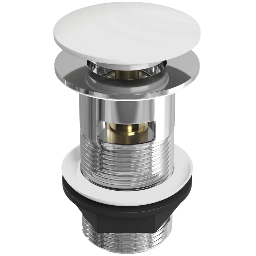 White ceramic slotted click-clack basin waste 70 mm by Ellsi at IrishBasth store