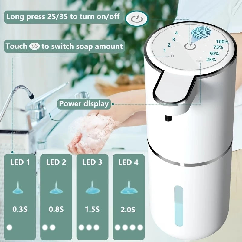 Touch pad controls: long press to switch on or off, tap to cycle four dose levels of 0.3, 0.8, 1.5 and 2.0 seconds