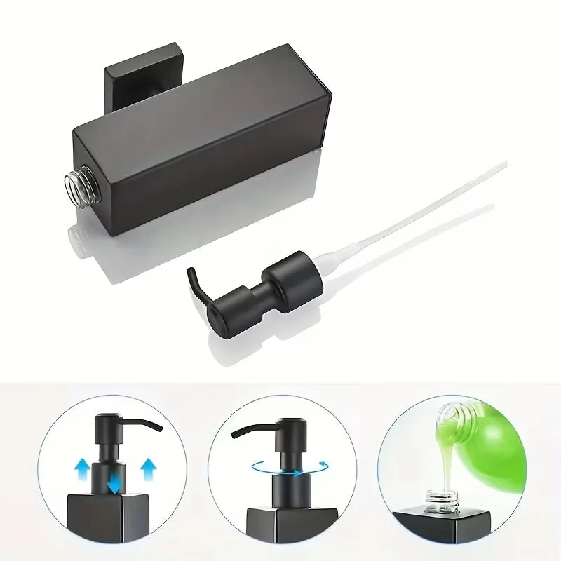 Refilling the black soap dispenser from the top: the pump and dip tube unscrew and lift out