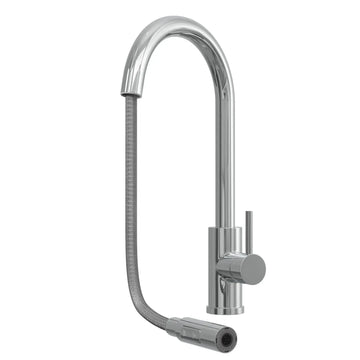 CATO chrome pull-out kitchen tap with extended spray hose and polished finish on white background