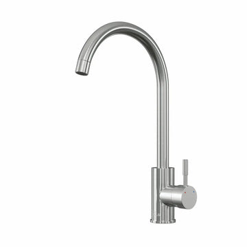 Ellsi (etal) Tivoli brushed steel single lever kitchen mixer tap with swan neck swivel spout