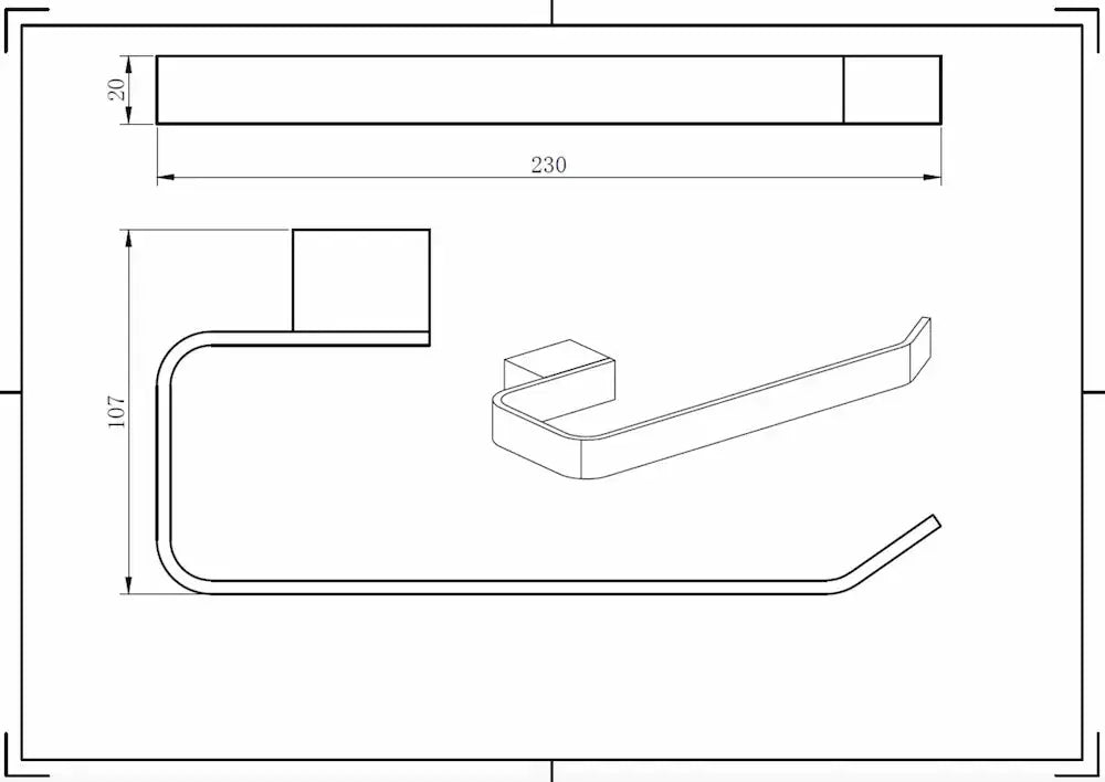 echnical drawing / dimensions image
Kartell K-Vit towel ring dimensions 230mm length 107mm width