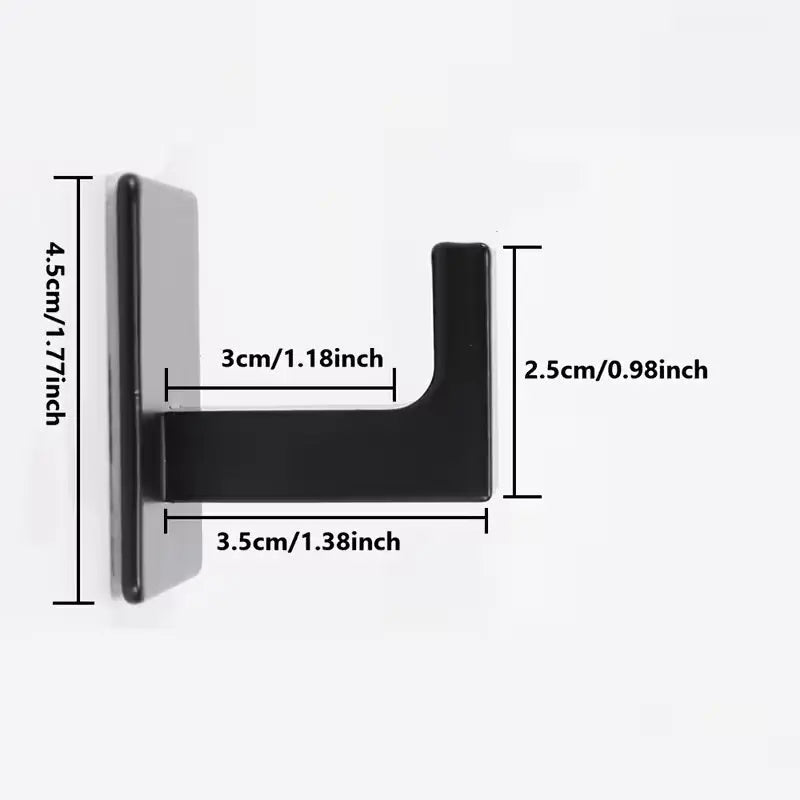 Matt black wall hook dimensions 4.5 × 4.5 × 3.5 cm – technical drawing by IrishBath