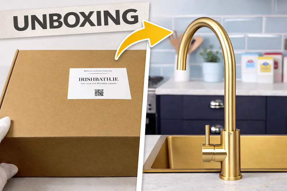 Unboxing video of Tivoli Mono Kitchen Mixer Tap in Brushed Brass by IrishBath Team.