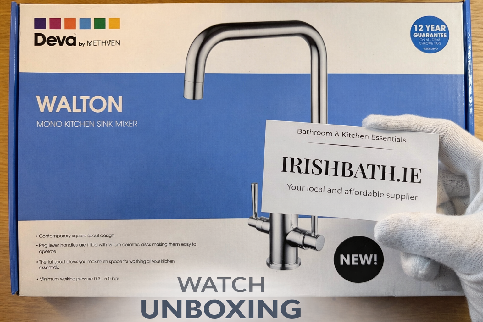 Video review of unboxing Deva Newton Dual Lever Kitchen Sink Mixer Tap in Chrome by IrishBath