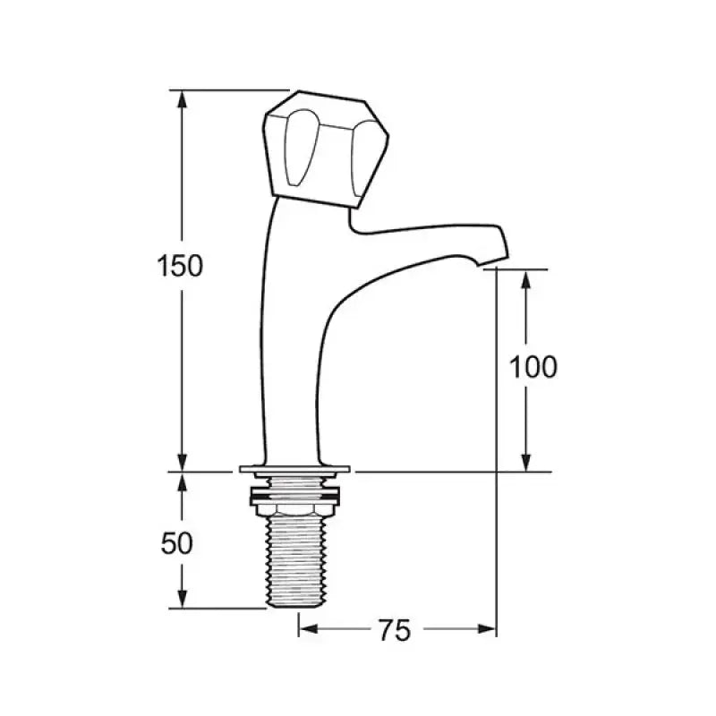 Technical drawing of Deva Profile high neck kitchen sink taps DCM103