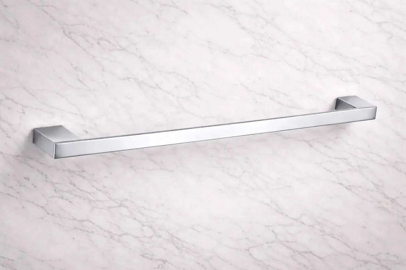 Premium solid brass chrome towel rail modern square bathroom towel holder on a marble wall